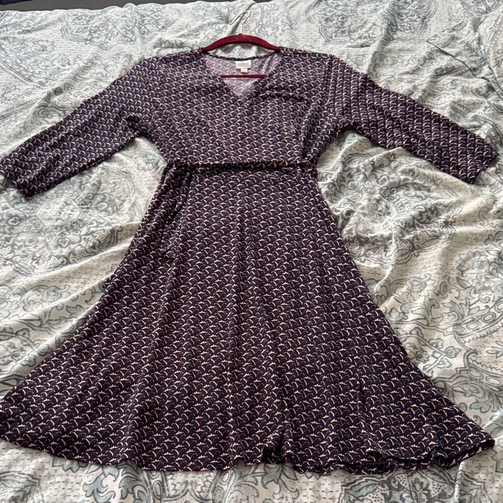 Kaileigh Navy and White Patterned Midi Dress